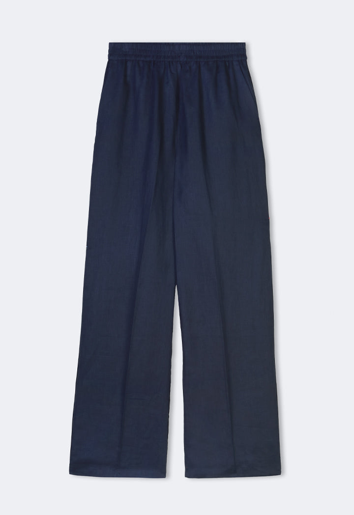 Choice Solid Wide Leg Elasticated Waist Trousers Navy