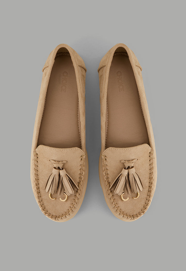 Choice Tassel Suede Loafers Beige