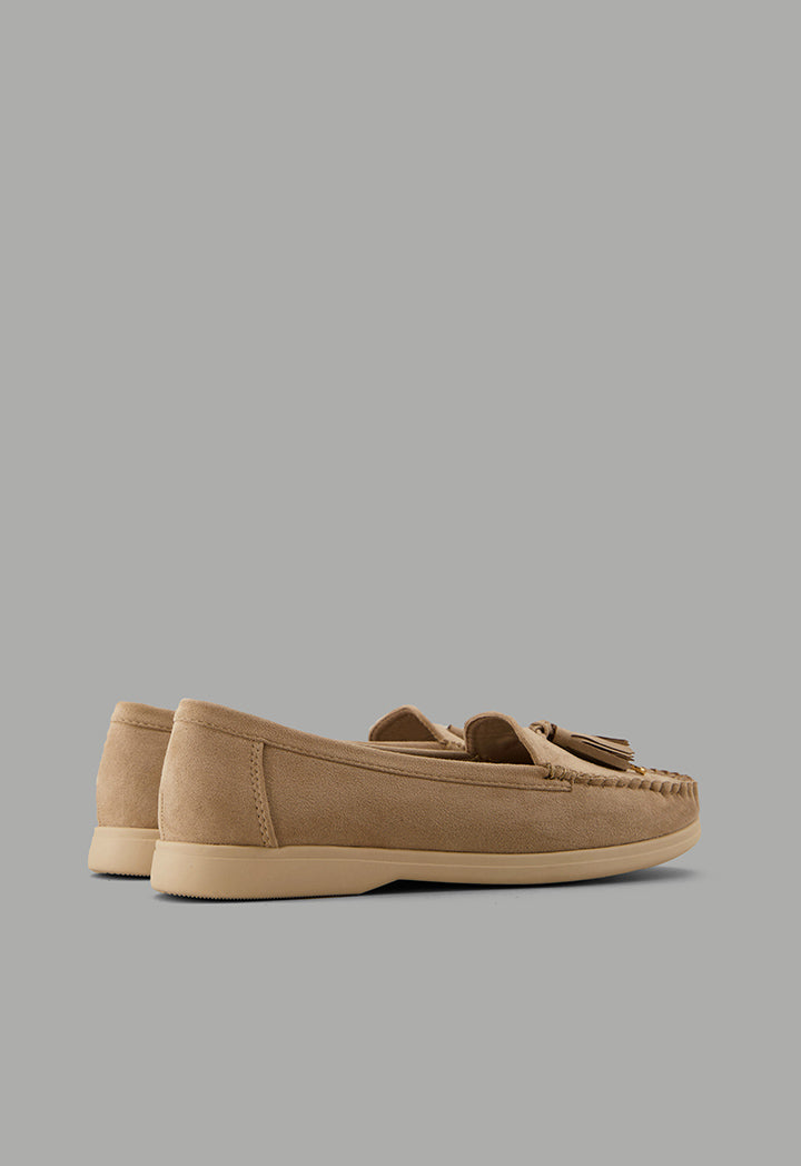 Choice Tassel Suede Loafers Beige