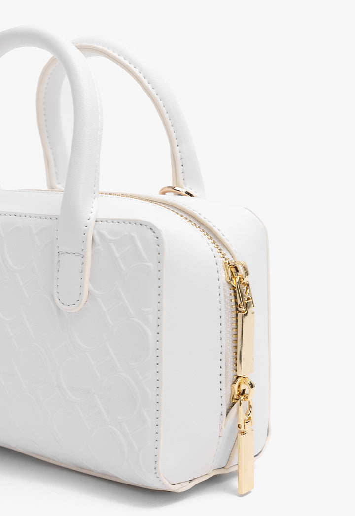 Choice Solid Textured Monogram Cross Body Bag White