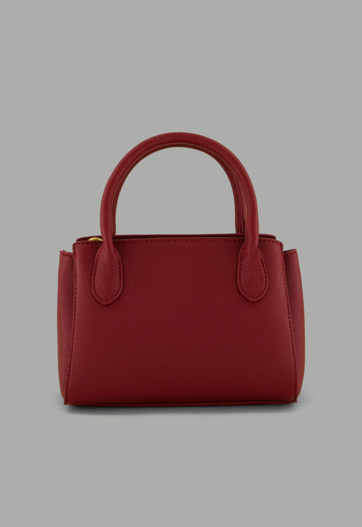 Choice Iconic Metallic Turn Lock Handbag Maroon