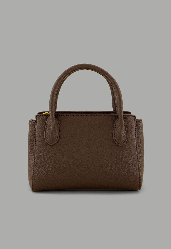 Choice Iconic Metallic Turn Lock Handbag Dark Brown