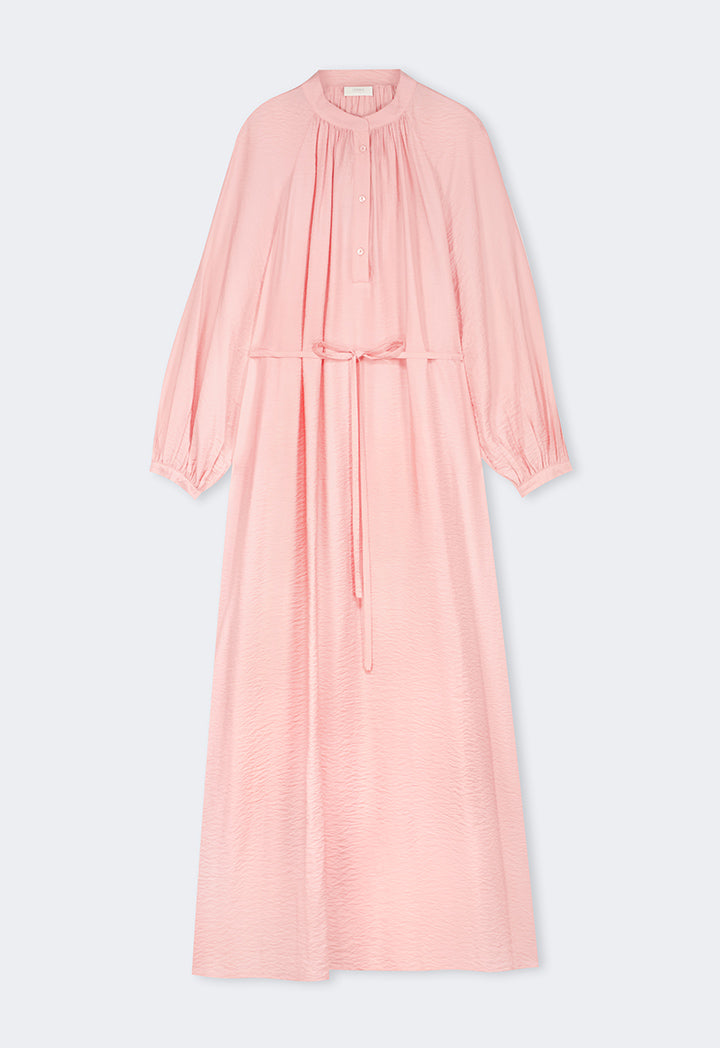 Choice Solid Crinkled Maxi Dress Pink