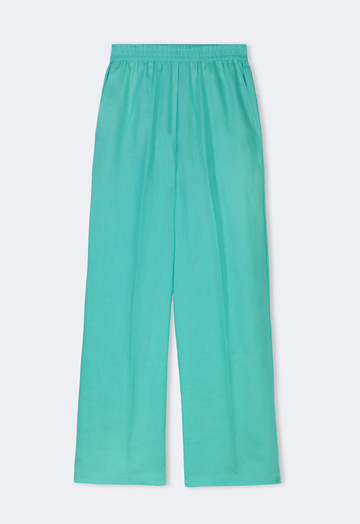 Choice High-Waist Straight-Cut Basic Trousers Turquoise