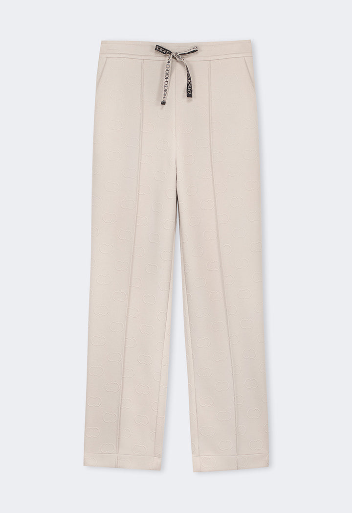 Choice Pin Tuck At Front Monogram Trousers Grey