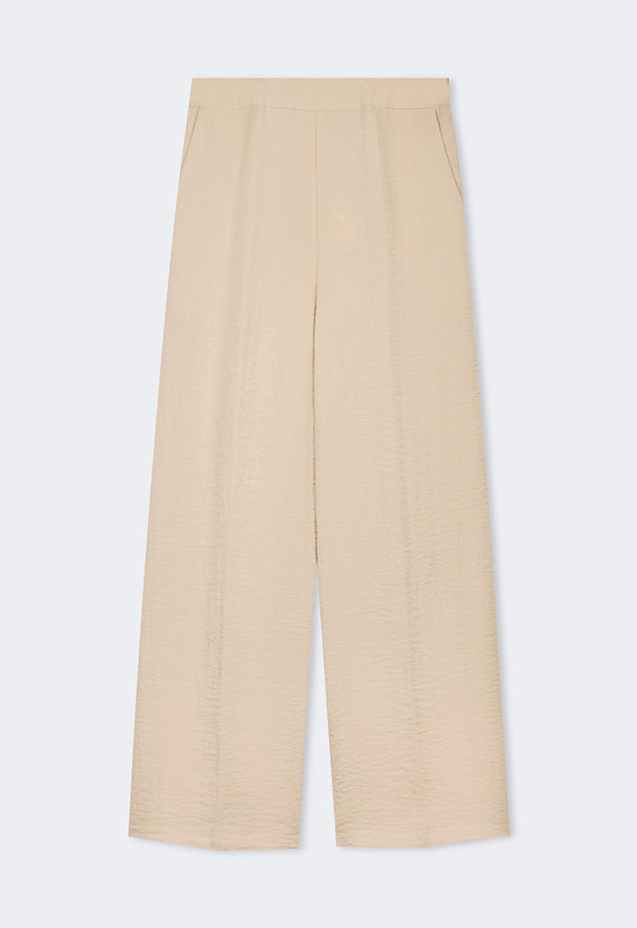 Choice Elasticated Waist Crinkled Trousers Beige
