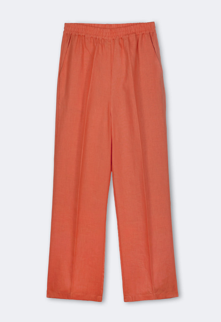 Choice Elasticated Waist Linen Trousers Orange