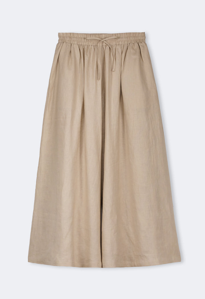Choice Wide Leg Linen Palazzo Trousers Sand