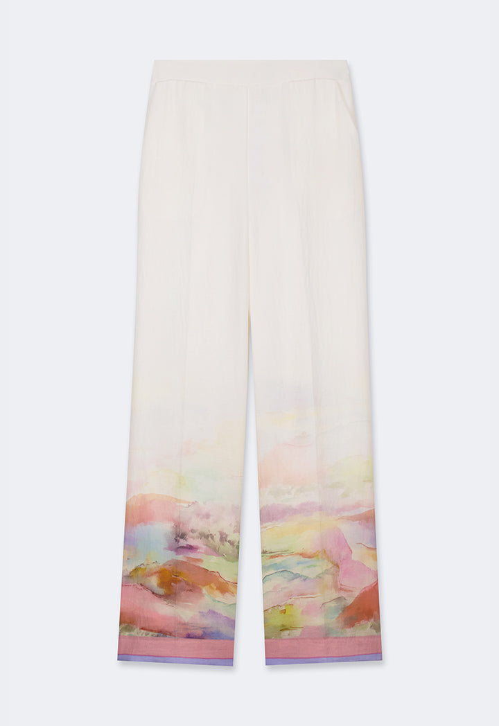 Choice Printed Straight Cut Trousers Multi Color