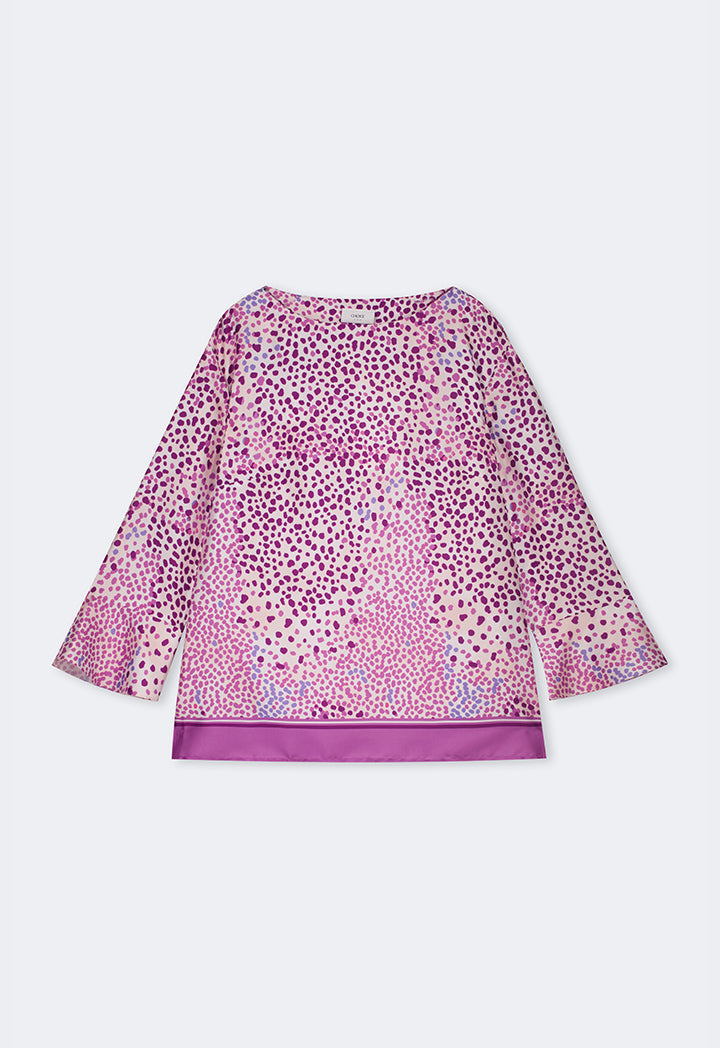 Choice Long Sleeve Printed Blouse Purple