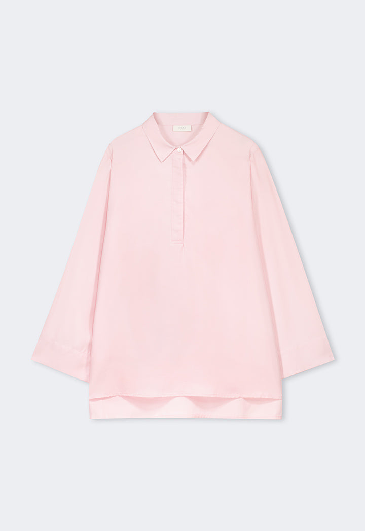 Choice Half Buttons Basic Shirt  Pink