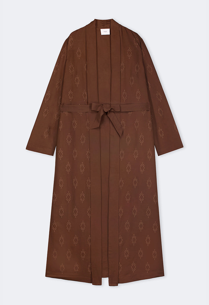 Choice Solid Maxi Open Abaya Brown