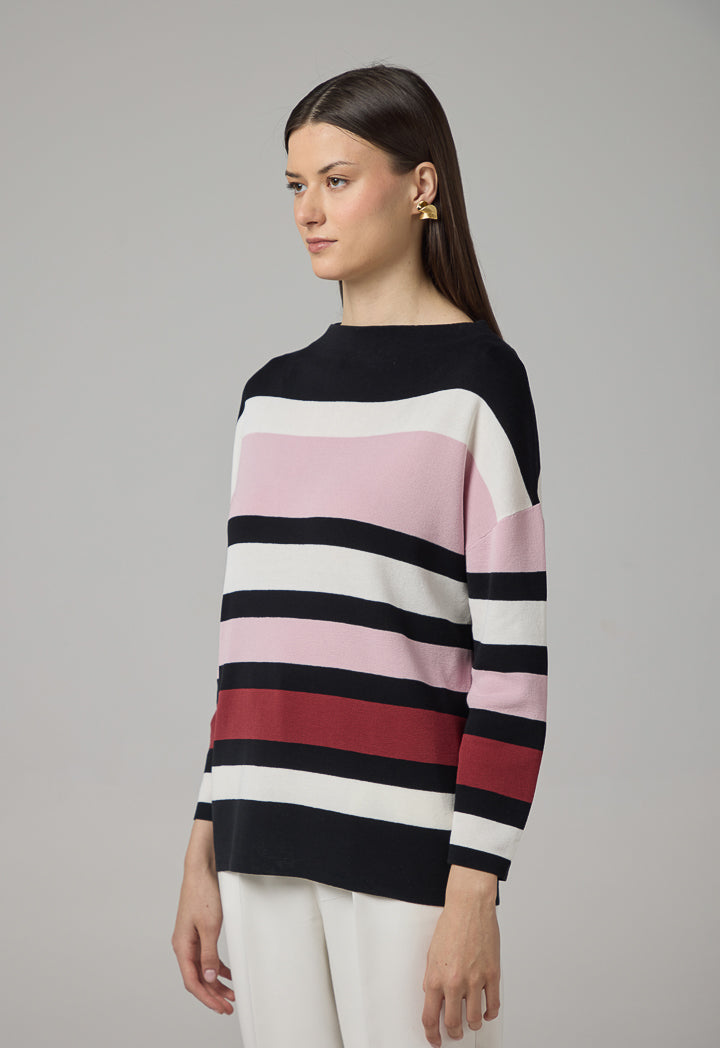 Choice Multicolored Knitted Blouse Multi Color