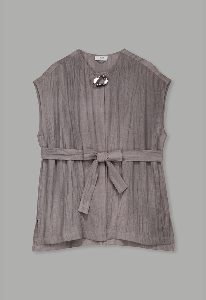 Choice Basic Crinkled Sleeveless Top Grey