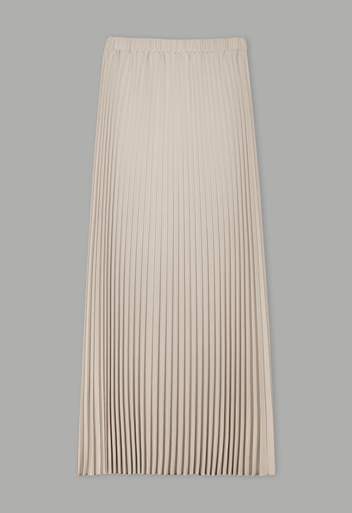 Choice Solid Pleated Maxi Skirt Cream