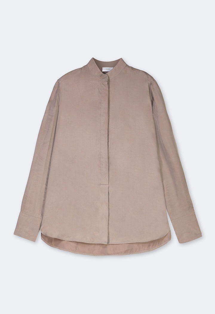 Choice Mandarin Collar Basic Shirt  Vison