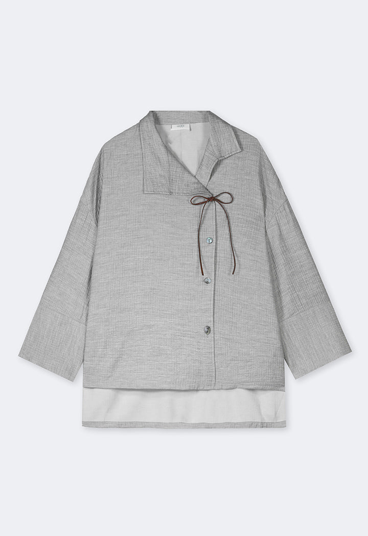 Choice High-Low Long Sleeve Crinkled Shirt Grey