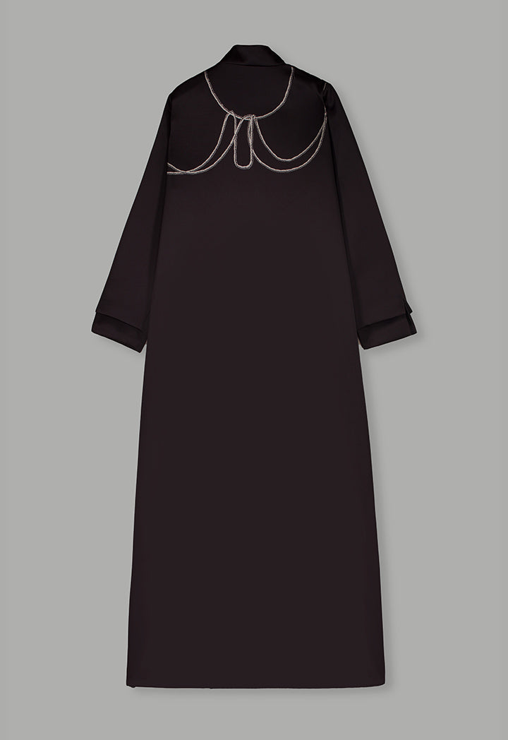 Choice Long Sleeve Contrast Abaya With Hijab (2 Pcs) Black