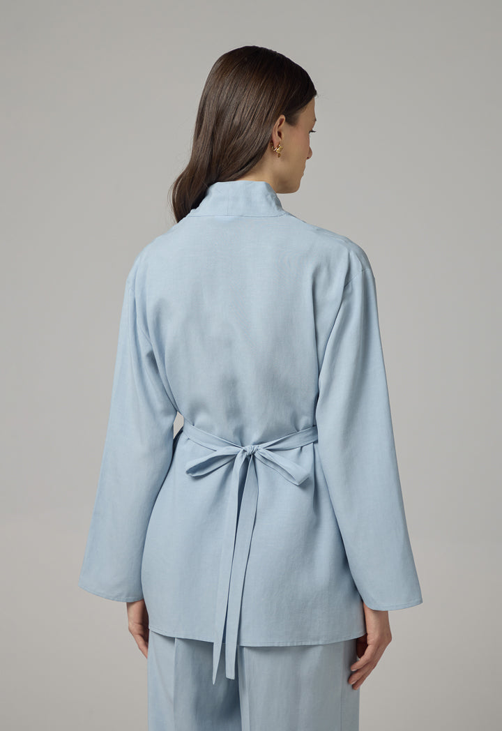 Choice Long Sleeve Basic Kimono Blue