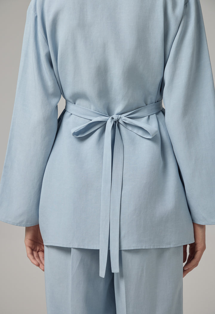 Choice Long Sleeve Basic Kimono Blue