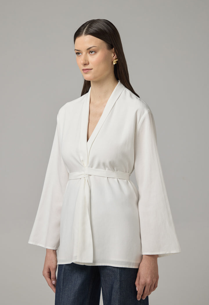 Choice Long Sleeve Basic Kimono Off White