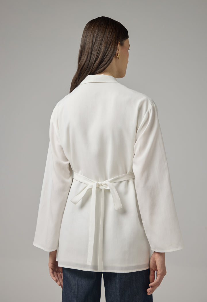 Choice Long Sleeve Basic Kimono Off White