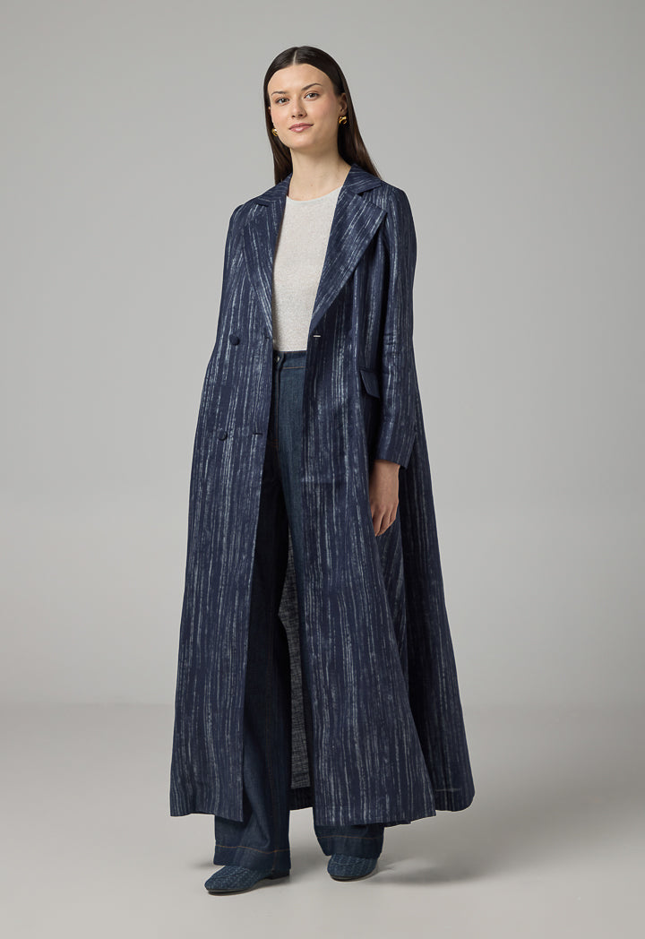 Choice Contrast Long Sleeve Maxi Abaya  Indigo