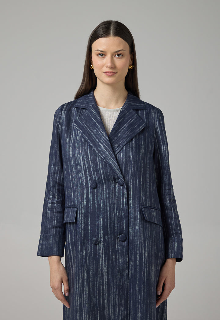 Choice Contrast Long Sleeve Maxi Abaya  Indigo