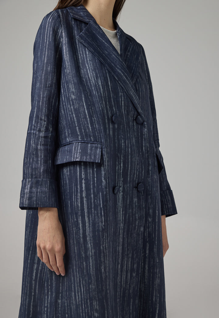 Choice Contrast Long Sleeve Maxi Abaya  Indigo