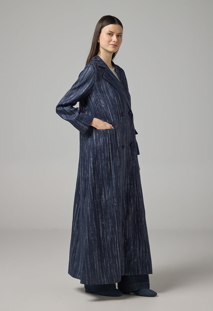 Choice Contrast Long Sleeve Maxi Abaya  Indigo