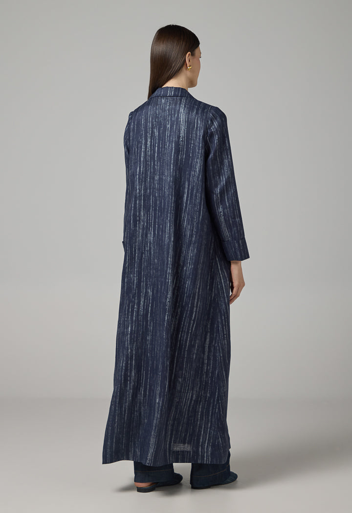 Choice Contrast Long Sleeve Maxi Abaya  Indigo