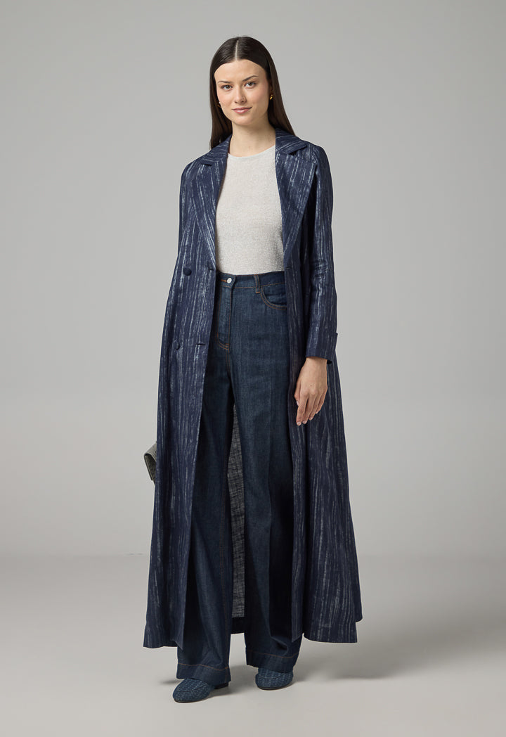 Choice Contrast Long Sleeve Maxi Abaya  Indigo