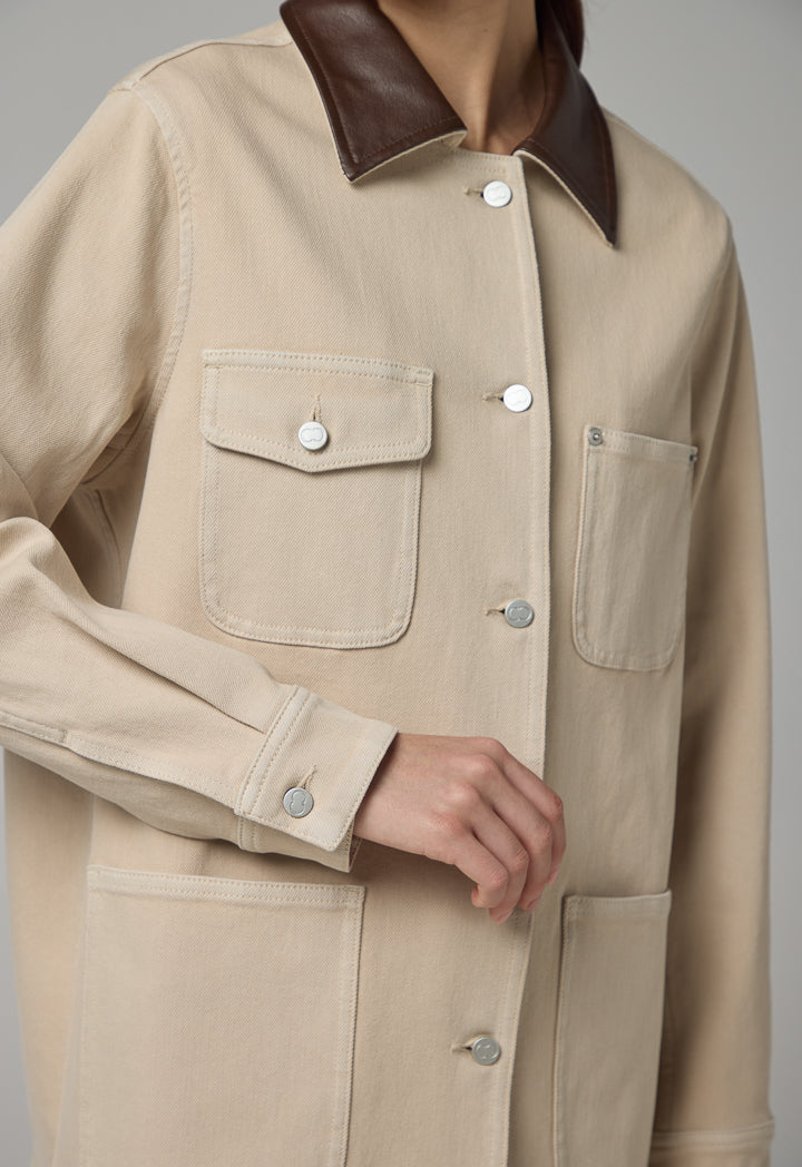 Choice Multi-Pockets Denim Jacket Beige