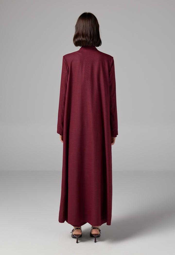 Choice Double Layered Belted Abaya Burgundy