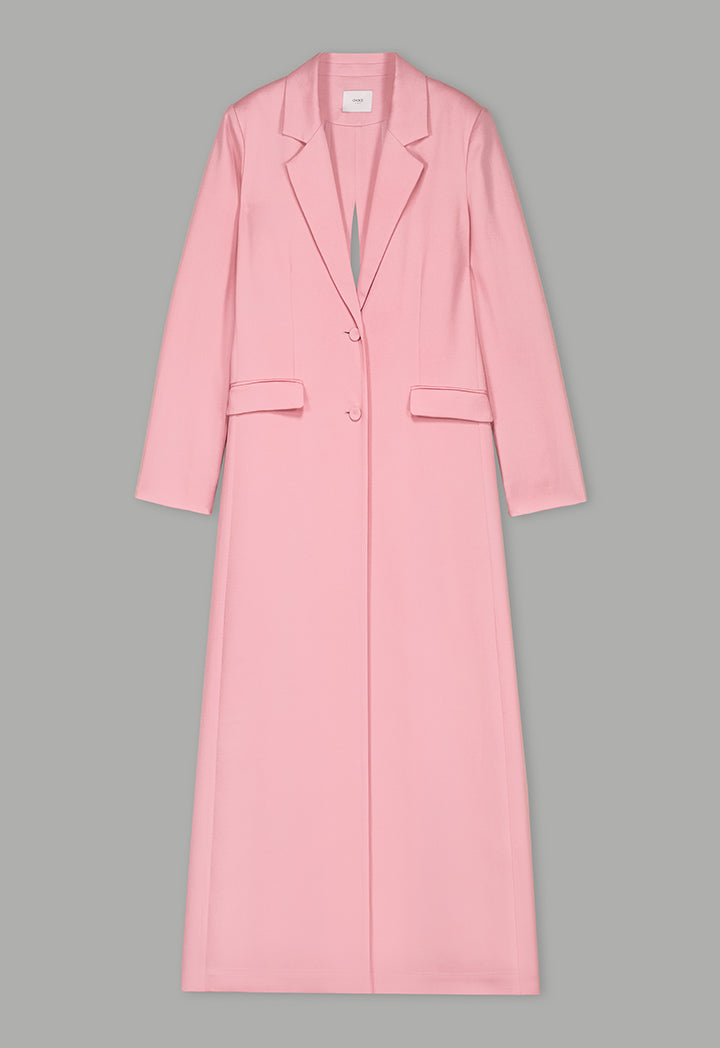 Choice Solid Notched Collar Abaya Pink