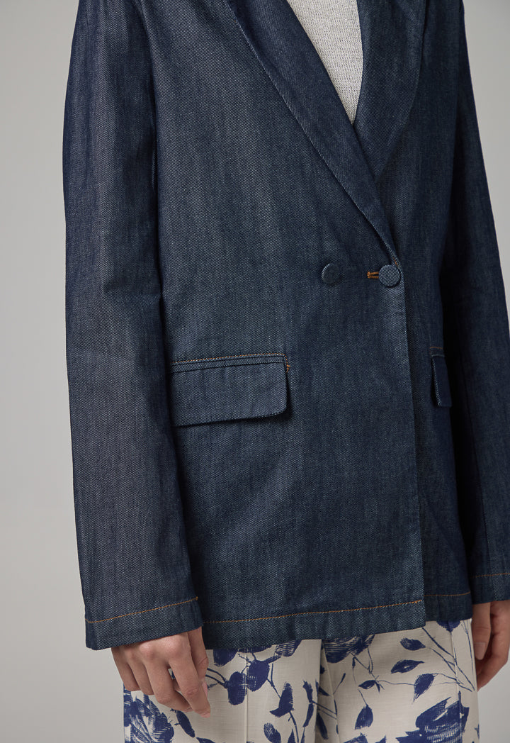 Choice Notched Collar Denim Jacket Indigo