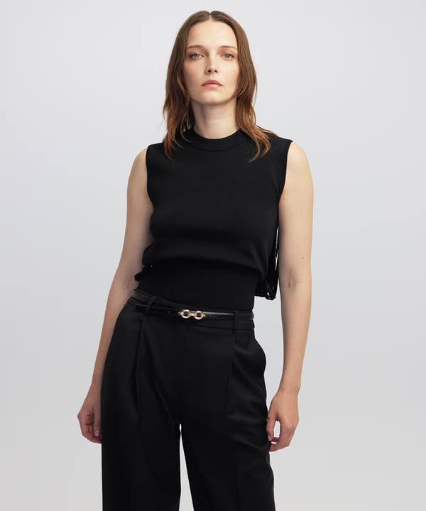 Ipekyol Draped Strip Knit Top Black