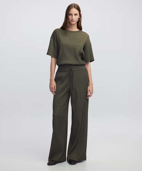 Ipekyol Elastic Waist Textured Trousers Khaki