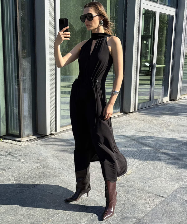 Ipekyol Adjustable Waist Dress With Scarf Black