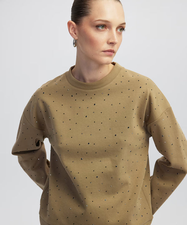 Ipekyol Rhinestone Sweatshirt Light Khaki