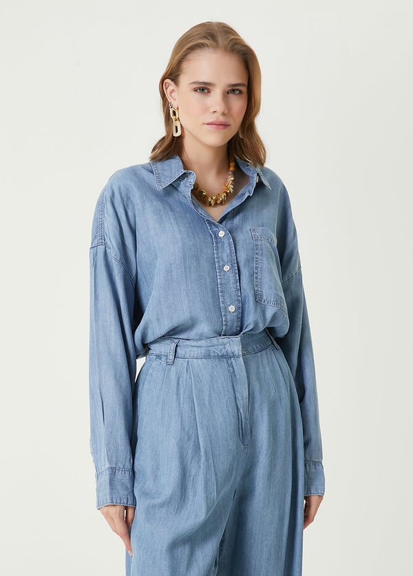 Beymen Club Oversize Denim Shirt Light Blue