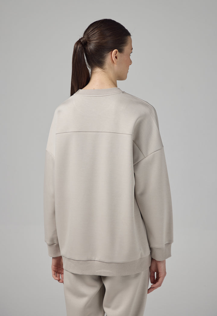 Choice Long Sleeve Monogram Blouse Grey