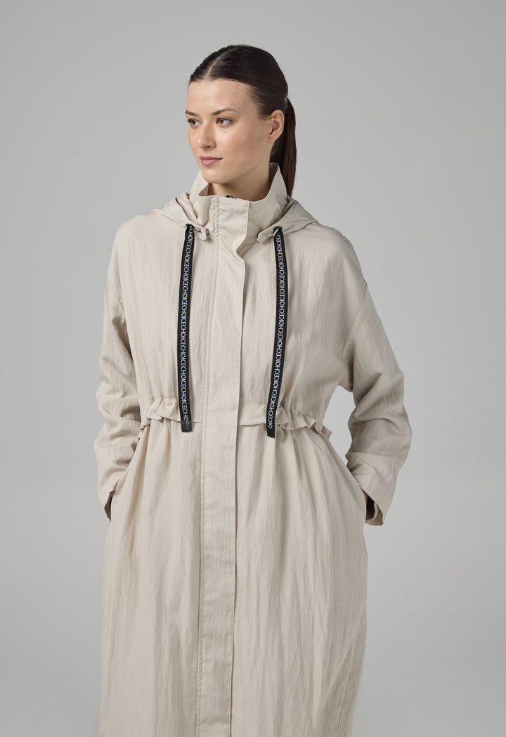 Choice Solid Long Sleeve Midi Coat Grey