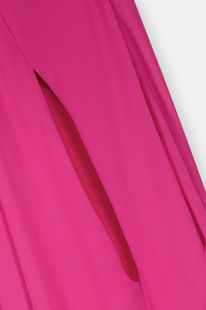Nean Embellished Neckline Cape Gown Fuchsia