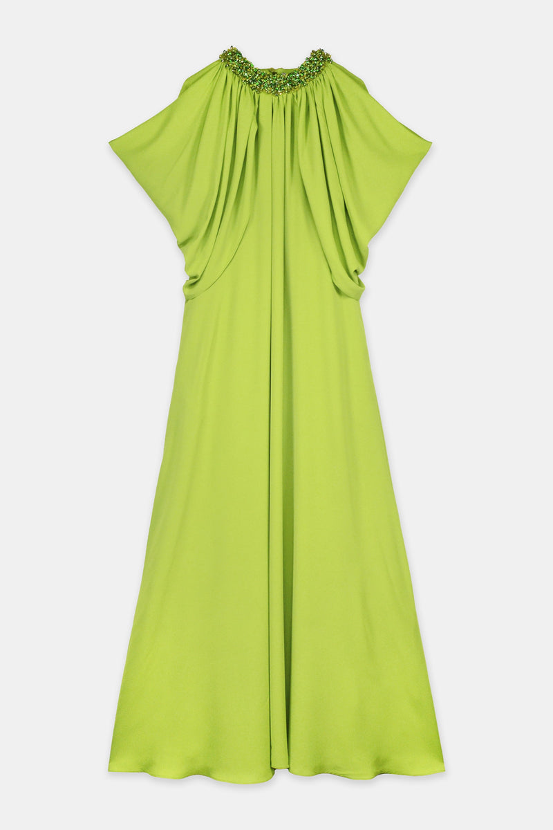 Nean Embellished Neck Cape Gown Lime
