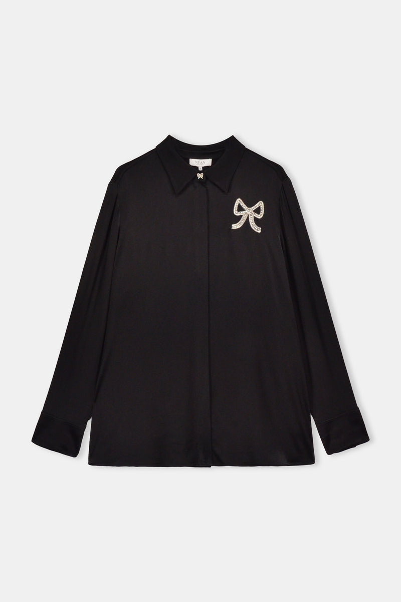Nean Bow-Embellished Shirt Black