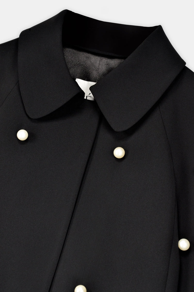 Nean Pearl-Embellished Flared Sleeve Jacket
 Black