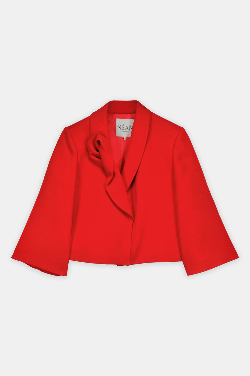 Nean Draped Lapel Tailored Jacket Red