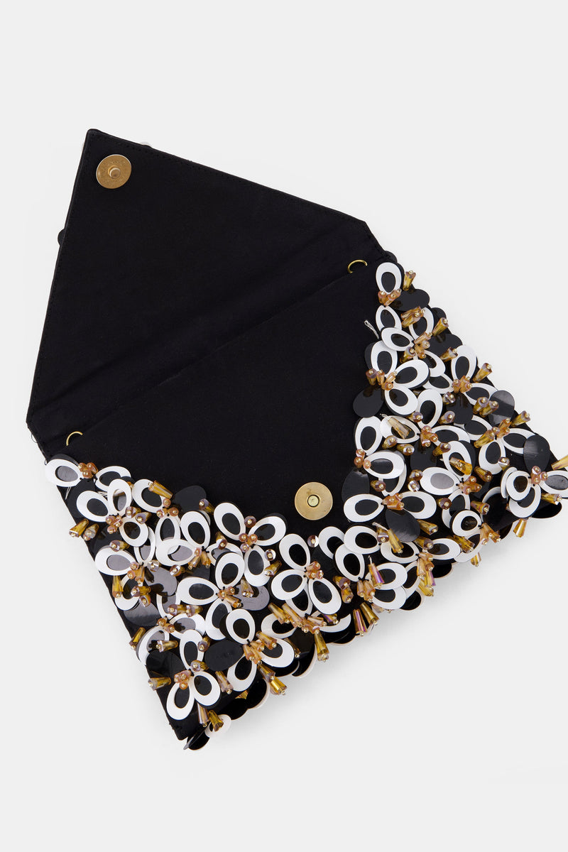 Nean Crystal Embellished Clutch Bag Black