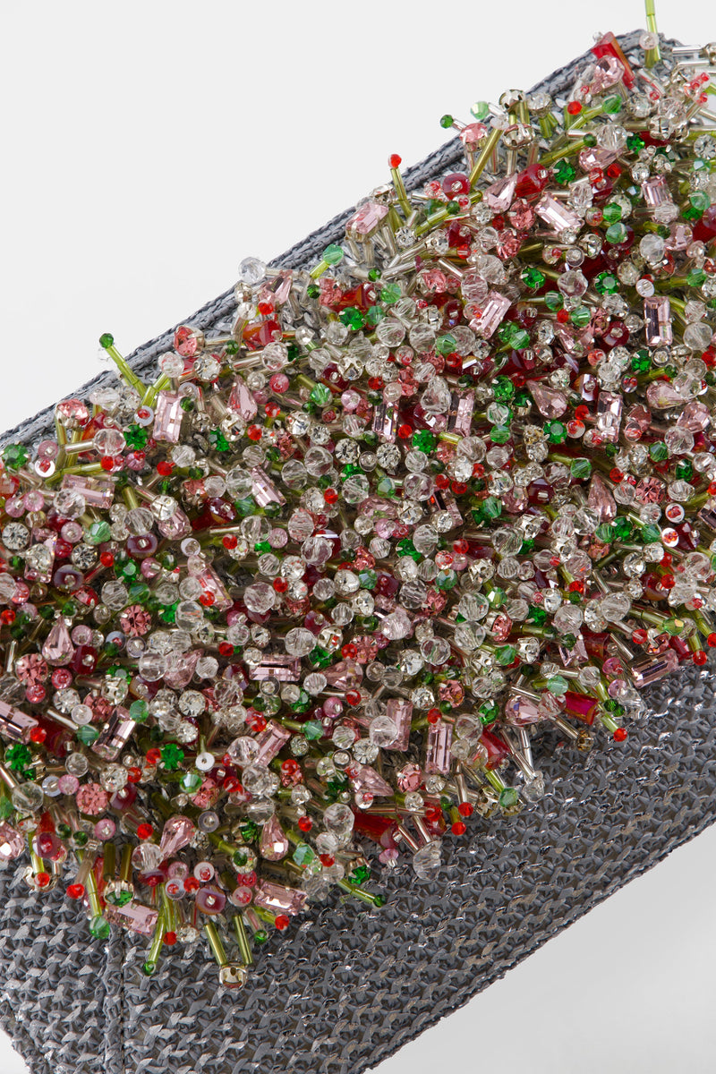 Nean Embellished Clutch Bag Silver